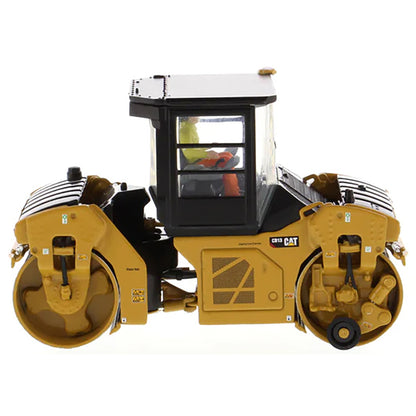 Model of a Caterpillar CB-13 Tandem Vibratory Roller w/Enclosed Cab Road Roller on a White Background