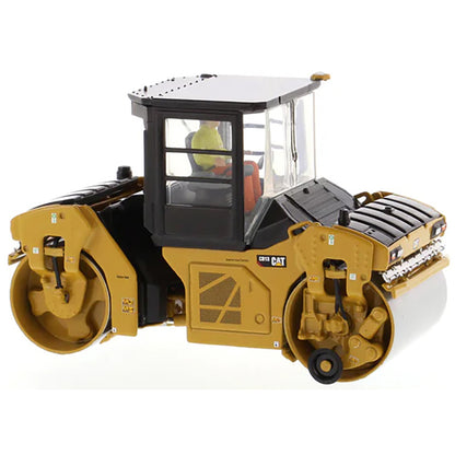 Model of a Caterpillar CB-13 Tandem Vibratory Roller w/Enclosed Cab Road Roller on a White Background