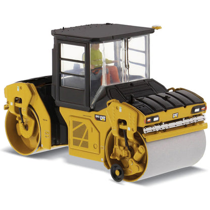 Model of a Caterpillar CB-13 Tandem Vibratory Roller w/Enclosed Cab Road Roller on a White Background