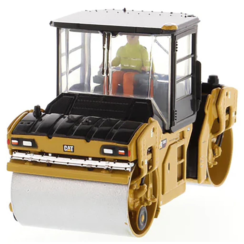 Model of a Caterpillar CB-13 Tandem Vibratory Roller w/Enclosed Cab Road Roller on a White Background