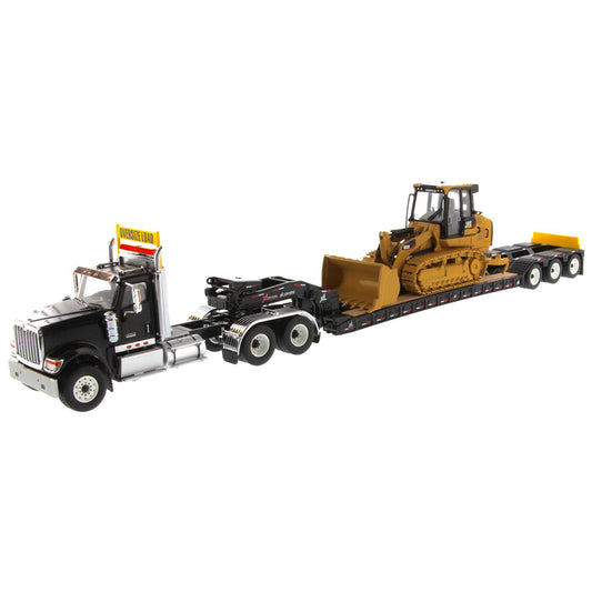 International HX520 w/XL 120 Lowboy Trailer and CAT 963K Track Loader