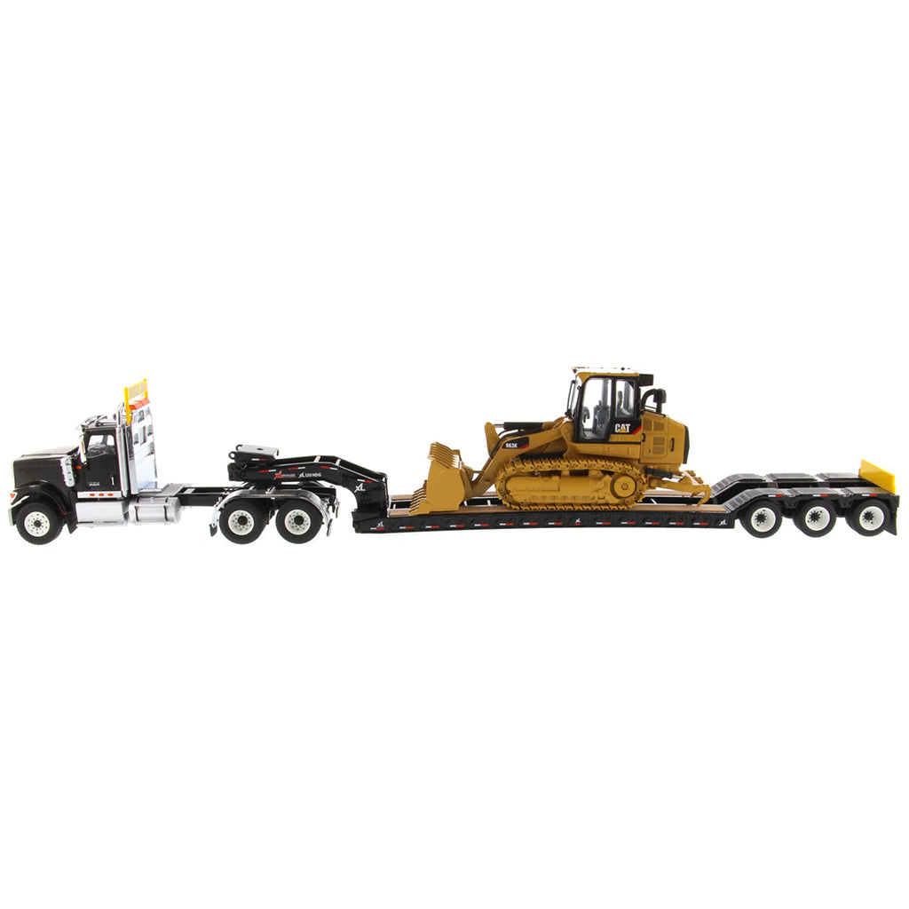 International HX520 w/XL 120 Lowboy Trailer and CAT 963K Track Loader