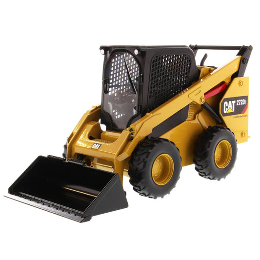 Model of a Caterpillar 272D2 Skid-Steer Loader with Bucket on a White Background
