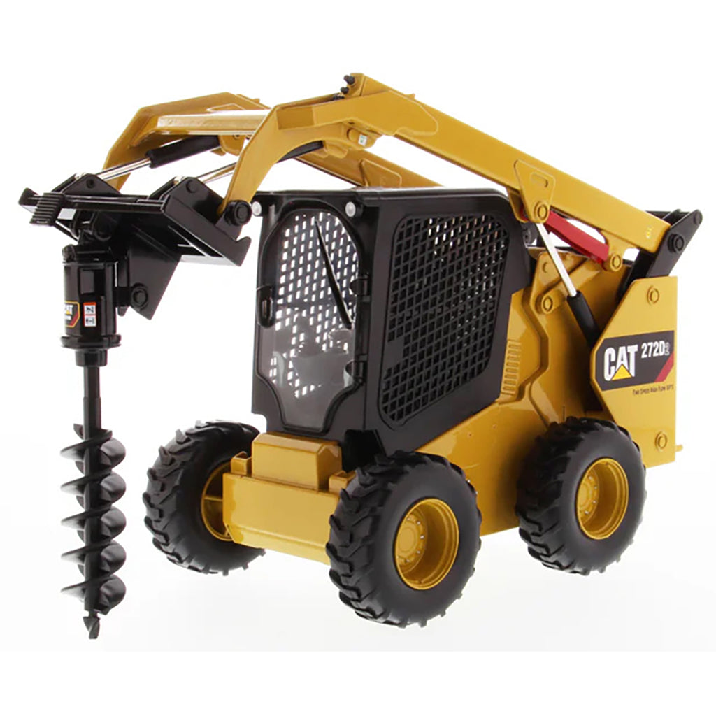 Model of a Caterpillar 272D2 Skid-Steer Loader Fence Post Hole Auger on a White Background