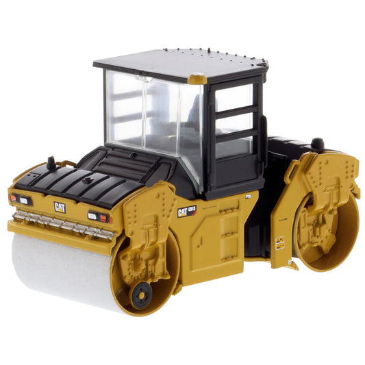 Model of a Caterpillar CB-13 Tandem Vibratory Roller w/Enclosed Cab on a White Background