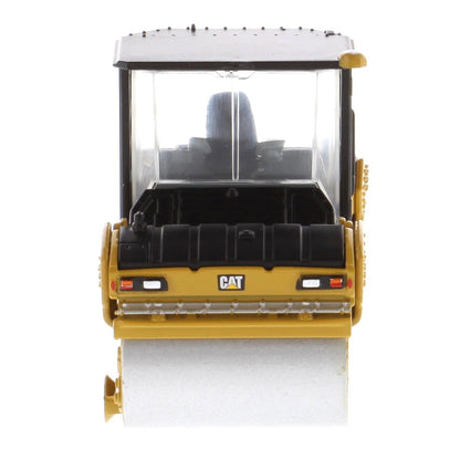 Model of a Caterpillar CB-13 Tandem Vibratory Roller w/Enclosed Cab on a White Background