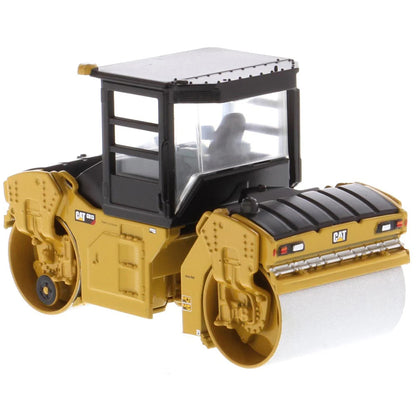Model of a Caterpillar CB-13 Tandem Vibratory Roller w/Enclosed Cab on a White Background