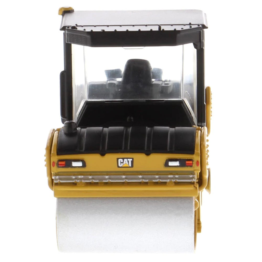 Model of a Caterpillar CB-13 Tandem Vibratory Roller w/Enclosed Cab on a White Background