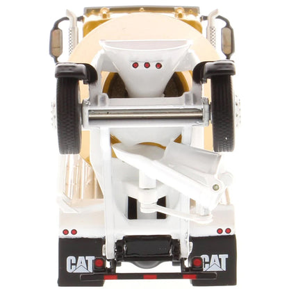 Close-up of a Caterpillar (CAT) construction vehicle on a white background