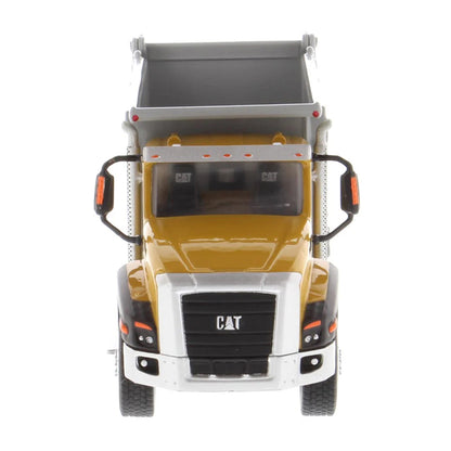 Model of a Caterpillar dump truck on a white background
