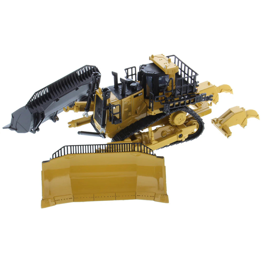 Model of a Caterpillar D11 Track-Type Dozer with Rear Ripper & 2 Blades - JEL Design on a White Background
