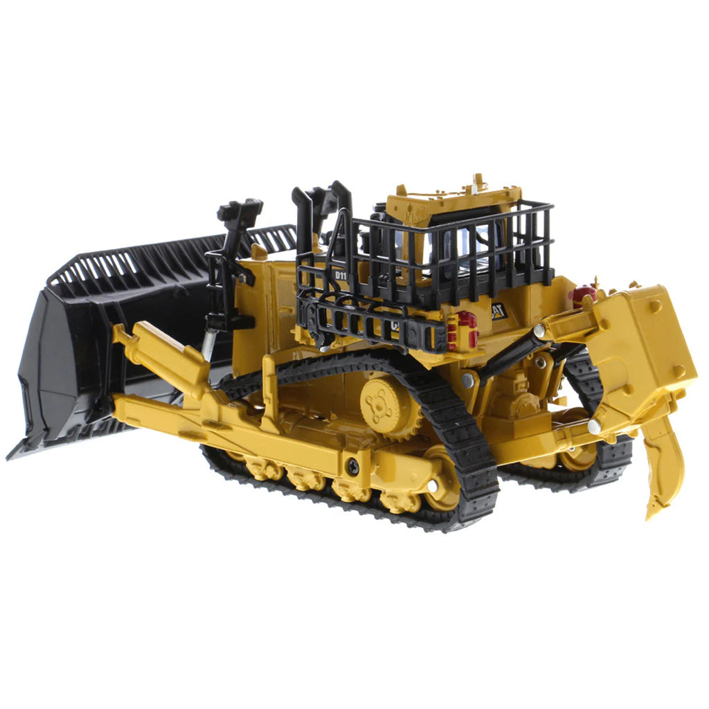 Model of a Caterpillar D11 Track-Type Dozer with Rear Ripper & 2 Blades - JEL Design on a White Background