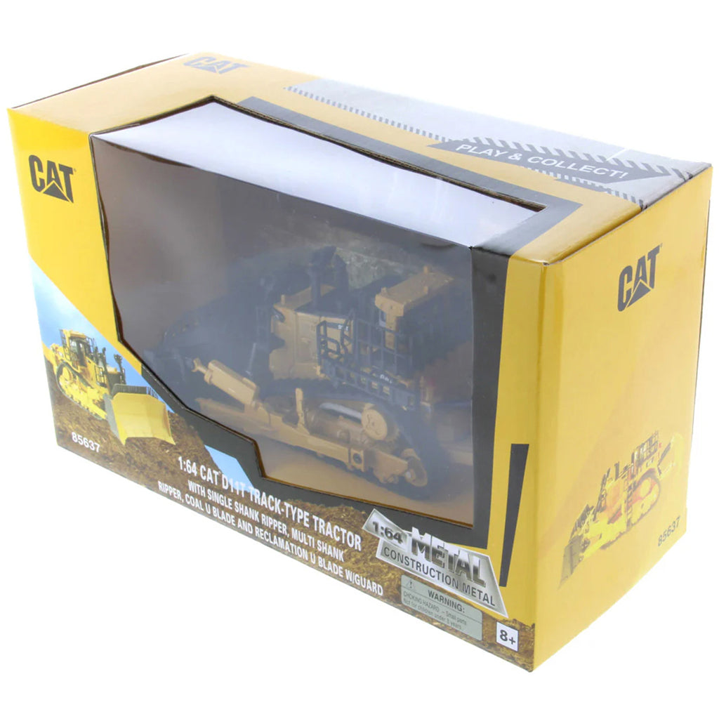 Boxed model of a Caterpillar tractor with clear window