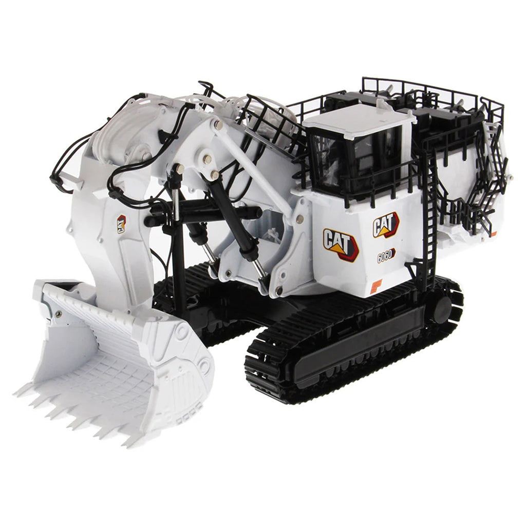 Model of a Caterpillar 6060F Front Shovel Mining Excavator in a Coal Configuration Painted White on a White Background