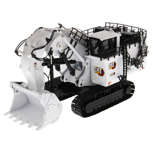 Model of a Caterpillar 6060F Front Shovel Mining Excavator in a Coal Configuration Painted White on a White Background