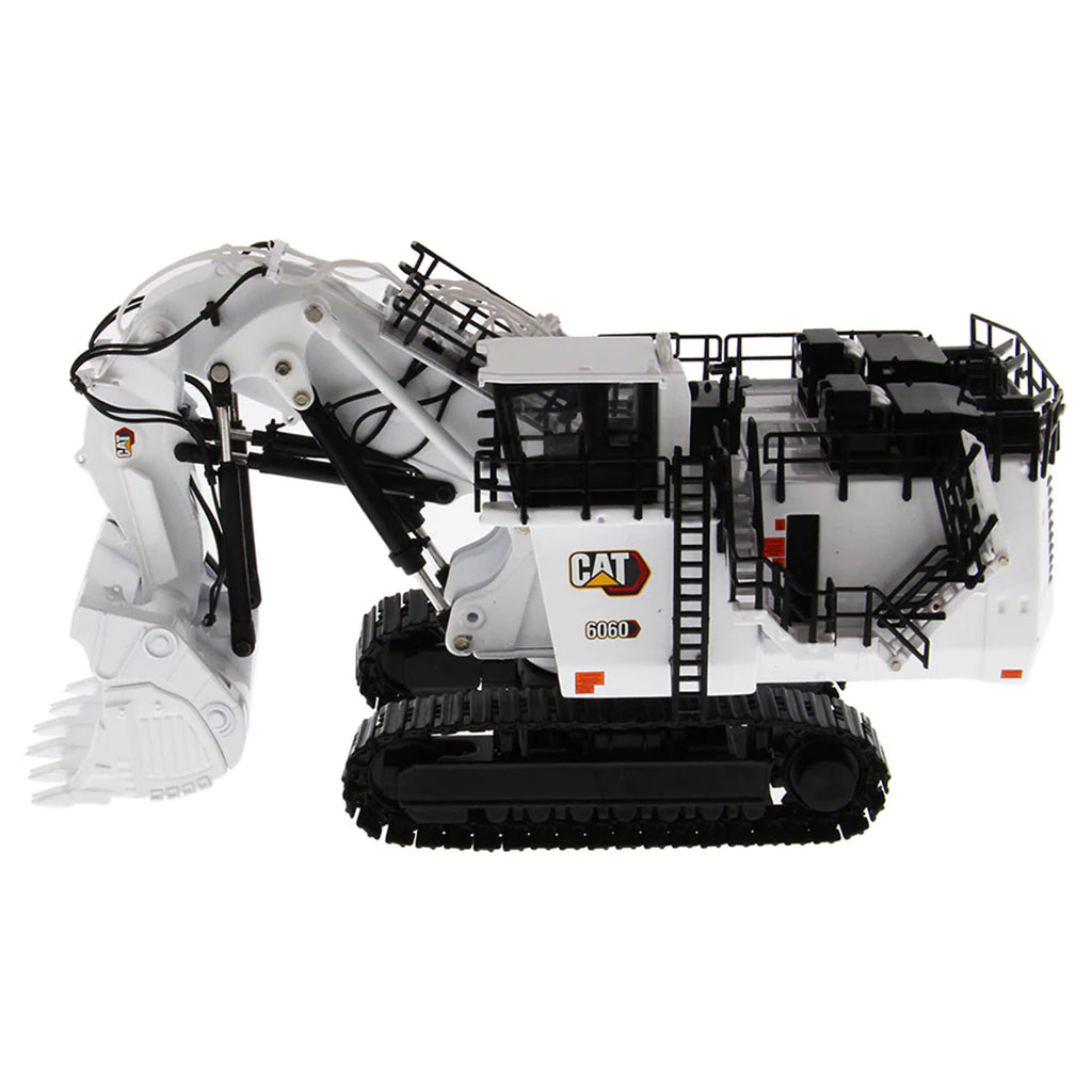Model of a Caterpillar 6060F Front Shovel Mining Excavator in a Coal Configuration Painted White on a White Background