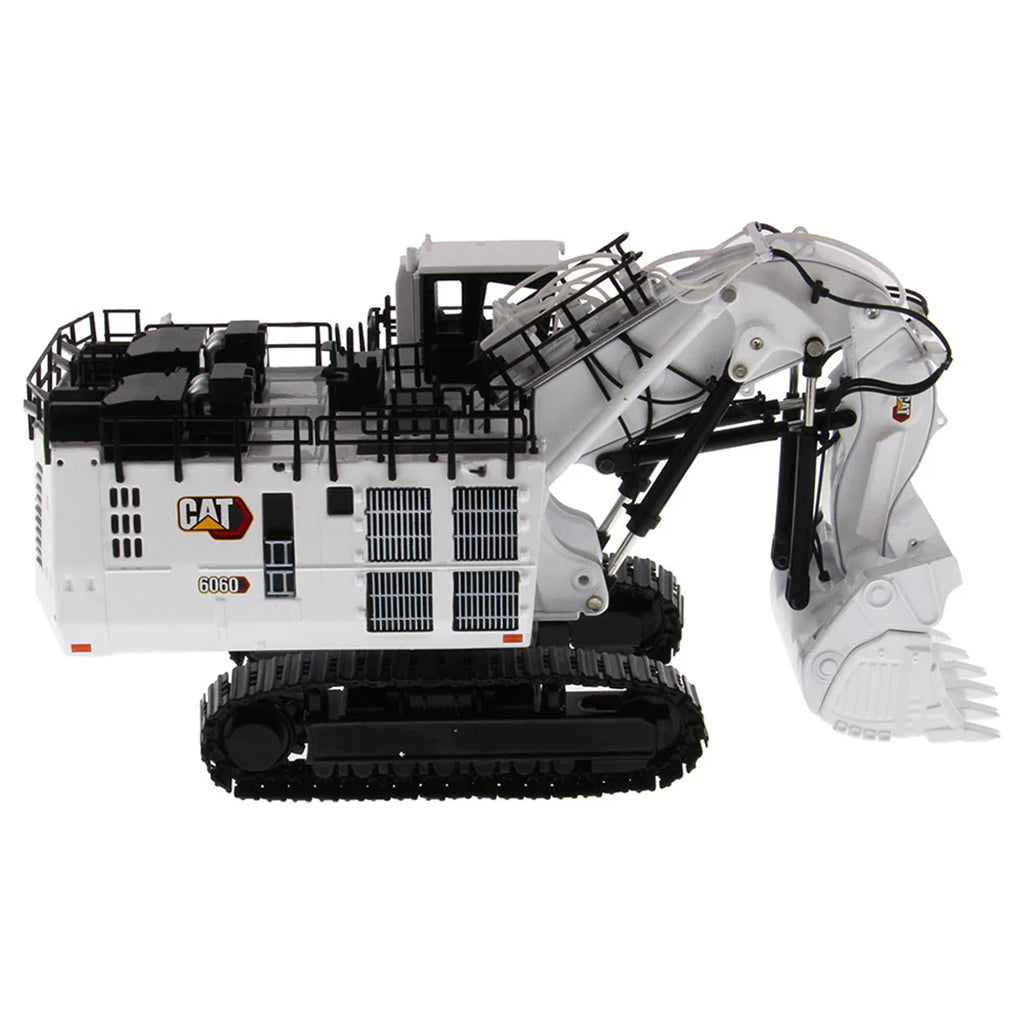 Model of a Caterpillar 6060F Front Shovel Mining Excavator in a Coal Configuration Painted White on a White Background