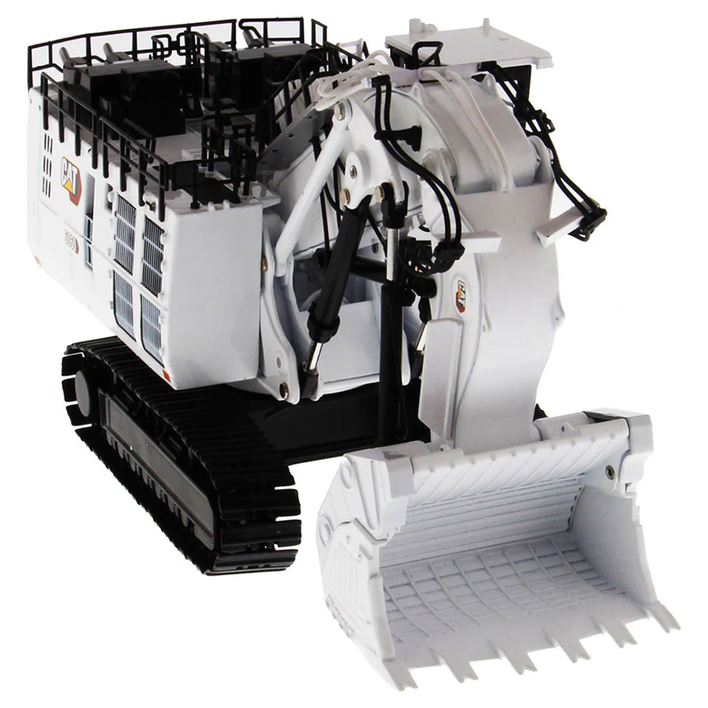 Model of a Caterpillar 6060F Front Shovel Mining Excavator in a Coal Configuration Painted White on a White Background