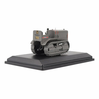 Model of a Caterpillar Twenty Crawler Tractor Mounted on a Black Base Plate on a White Background