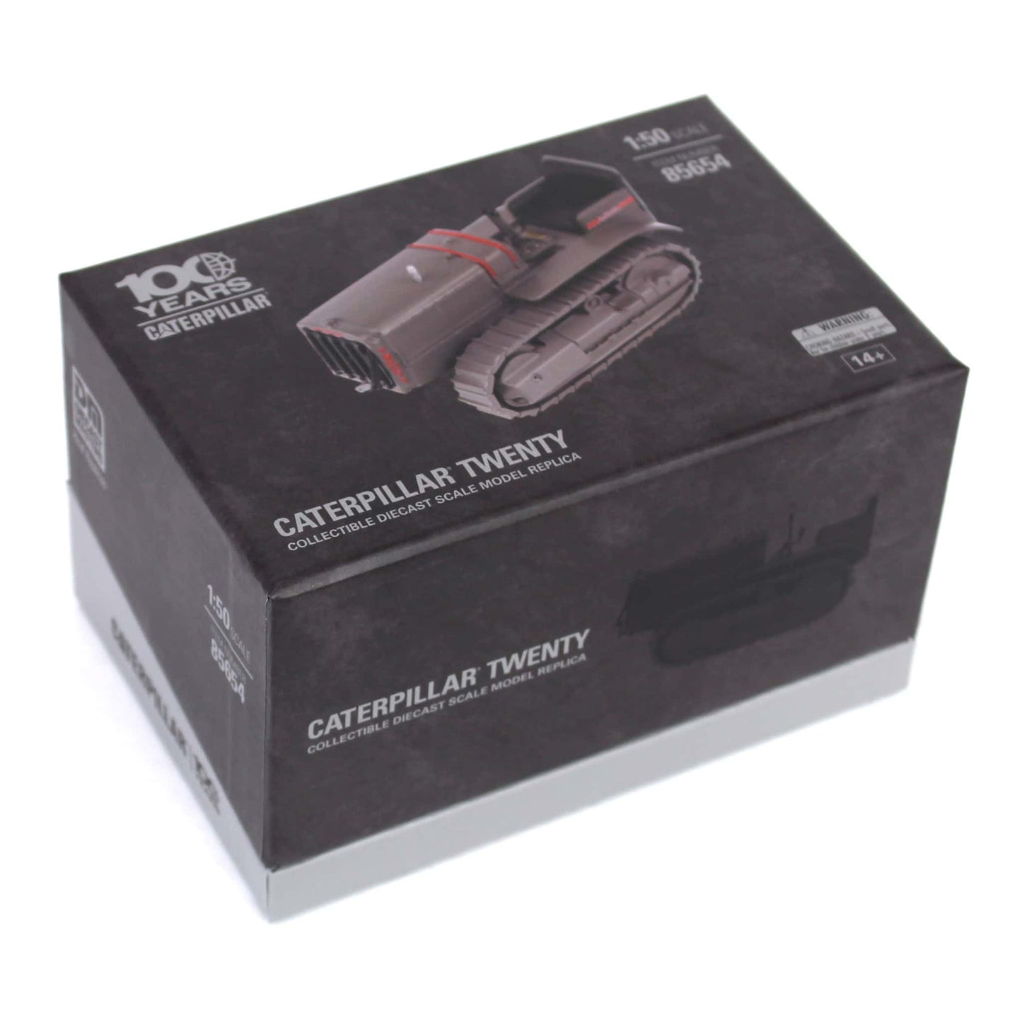 Box packaging of a Caterpillar Twenty model on a white background