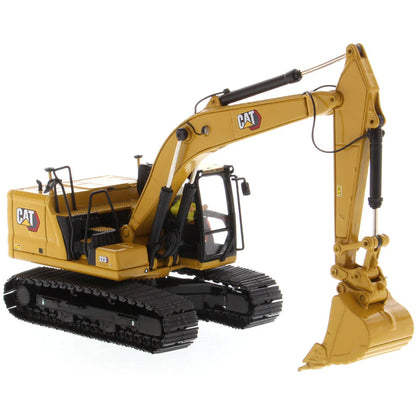Model of a Caterpillar 323 Hydraulic Excavator with Work Tools - Next Generation Design on a White Background