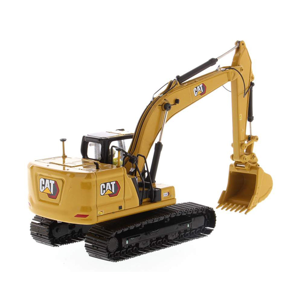 Model of a Caterpillar 323 Hydraulic Excavator with Work Tools - Next Generation Design on a White Background
