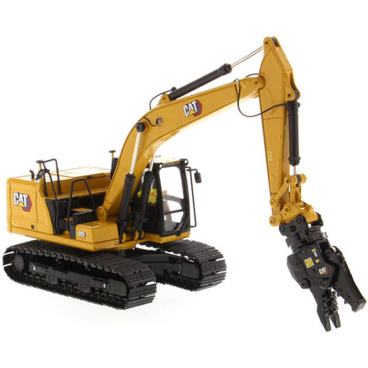 Model of a Caterpillar 323 Hydraulic Excavator with Work Tools - Next Generation Design on a White Background