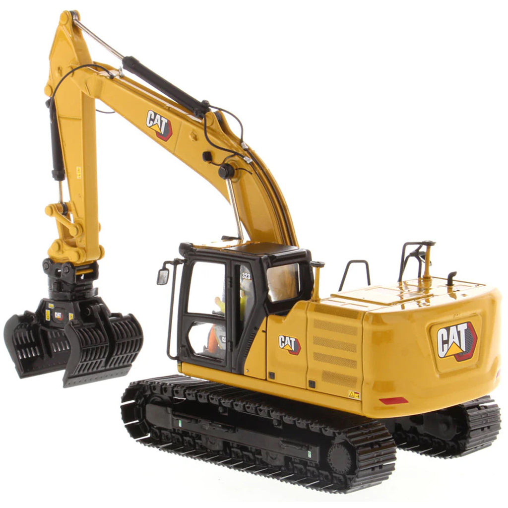 Model of a Caterpillar 323 Hydraulic Excavator with Work Tools - Next Generation Design on a White Background