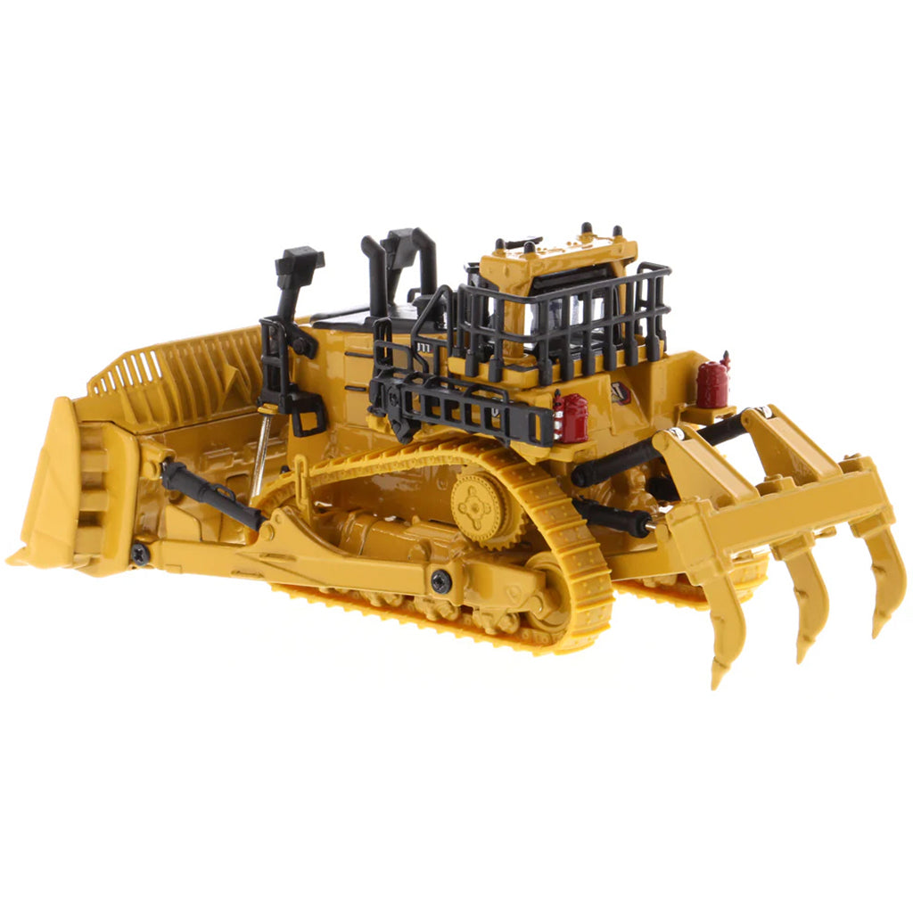 Model of a Caterpillar D11 Track-Type Dozer with Rear Ripper on a White Background