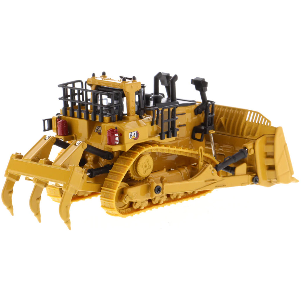 Model of a Caterpillar D11 Track-Type Dozer with Rear Ripper on a White Background