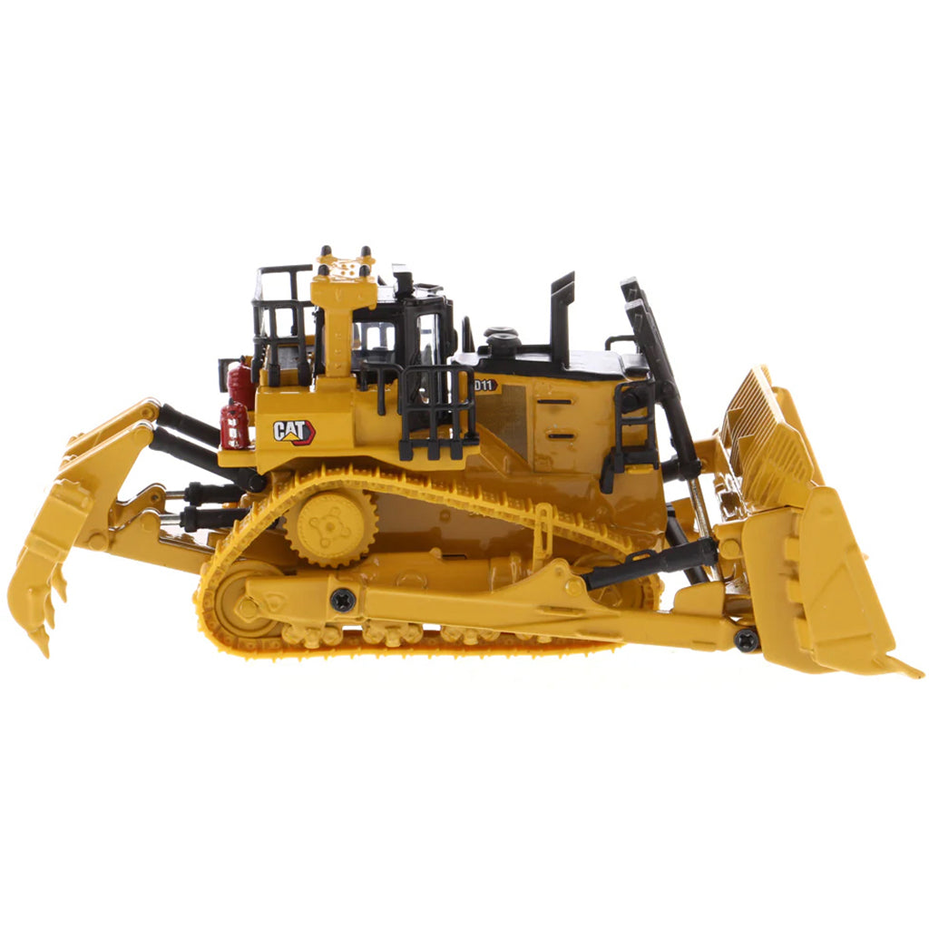 Model of a Caterpillar D11 Track-Type Dozer with Rear Ripper on a White Background