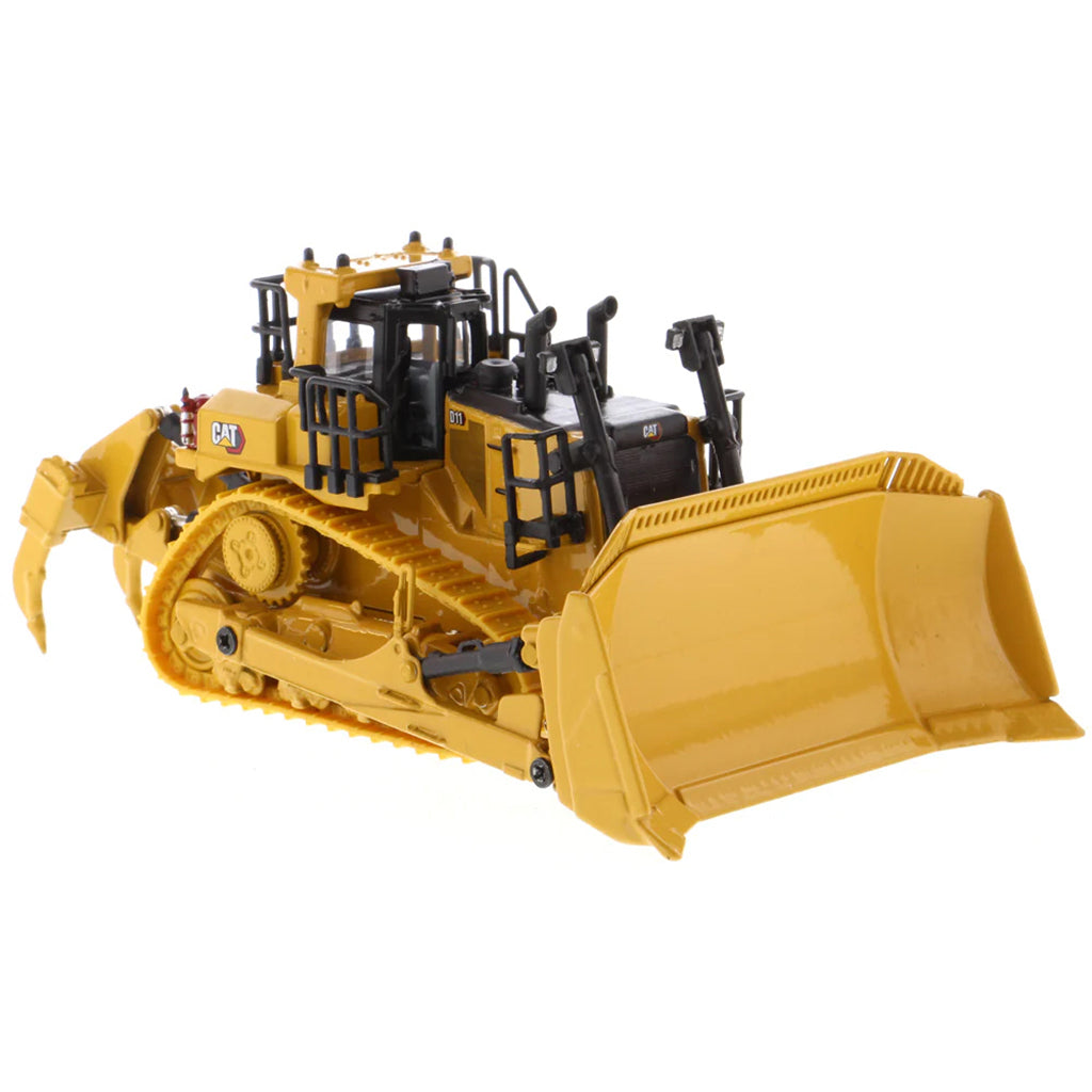 Model of a Caterpillar D11 Track-Type Dozer with Rear Ripper on a White Background