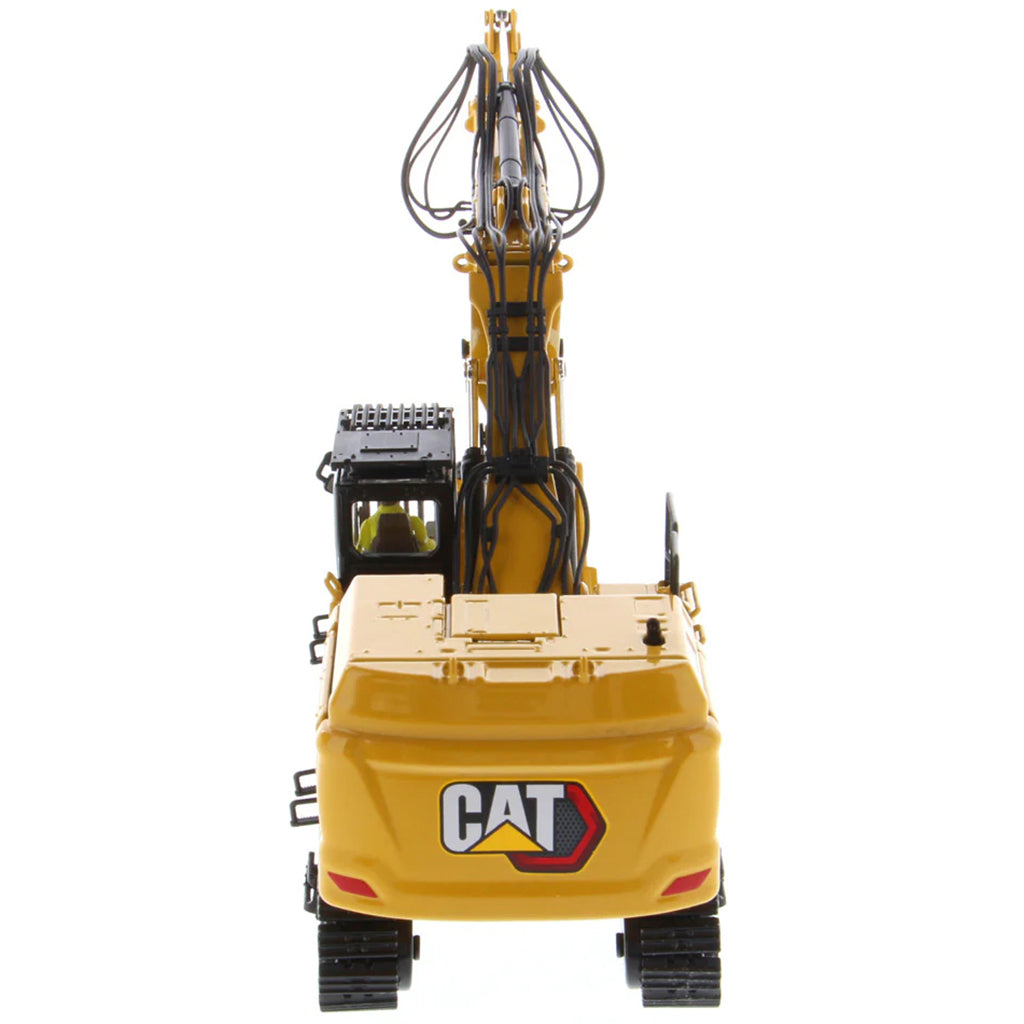 Model of a Caterpillar 352UHD Ultra High Demolition Hydraulic Excavator on a White Background