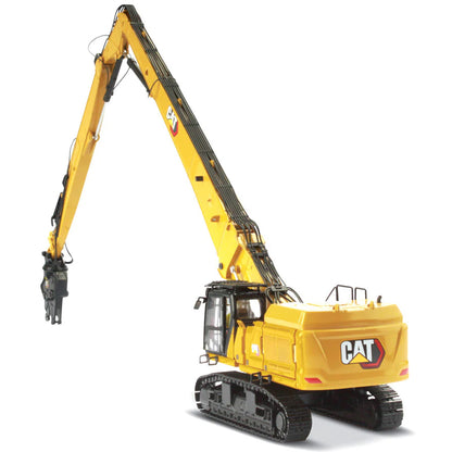 Model of a Caterpillar 352UHD Ultra High Demolition Hydraulic Excavator on a White Background