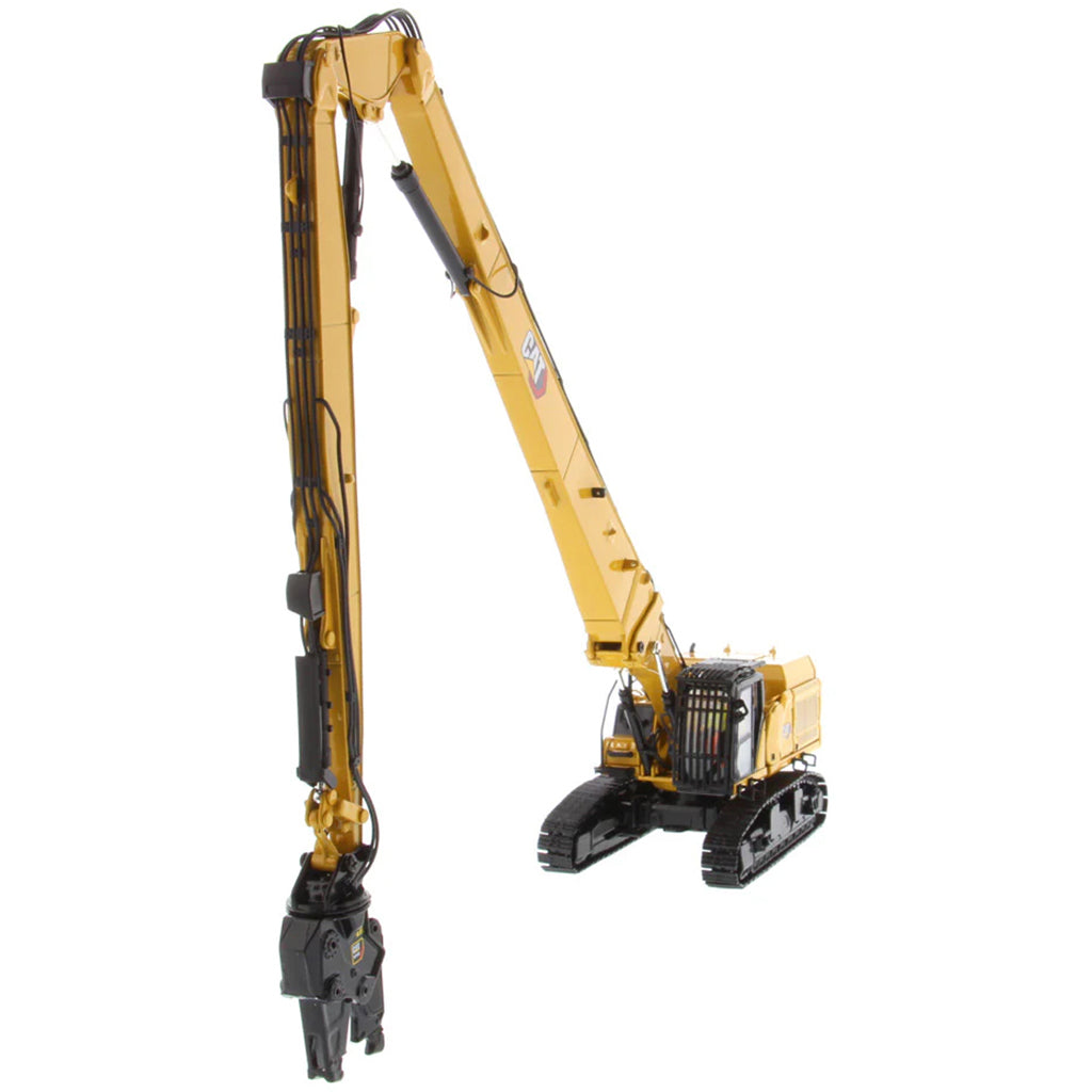 Model of a Caterpillar 352UHD Ultra High Demolition Hydraulic Excavator on a White Background
