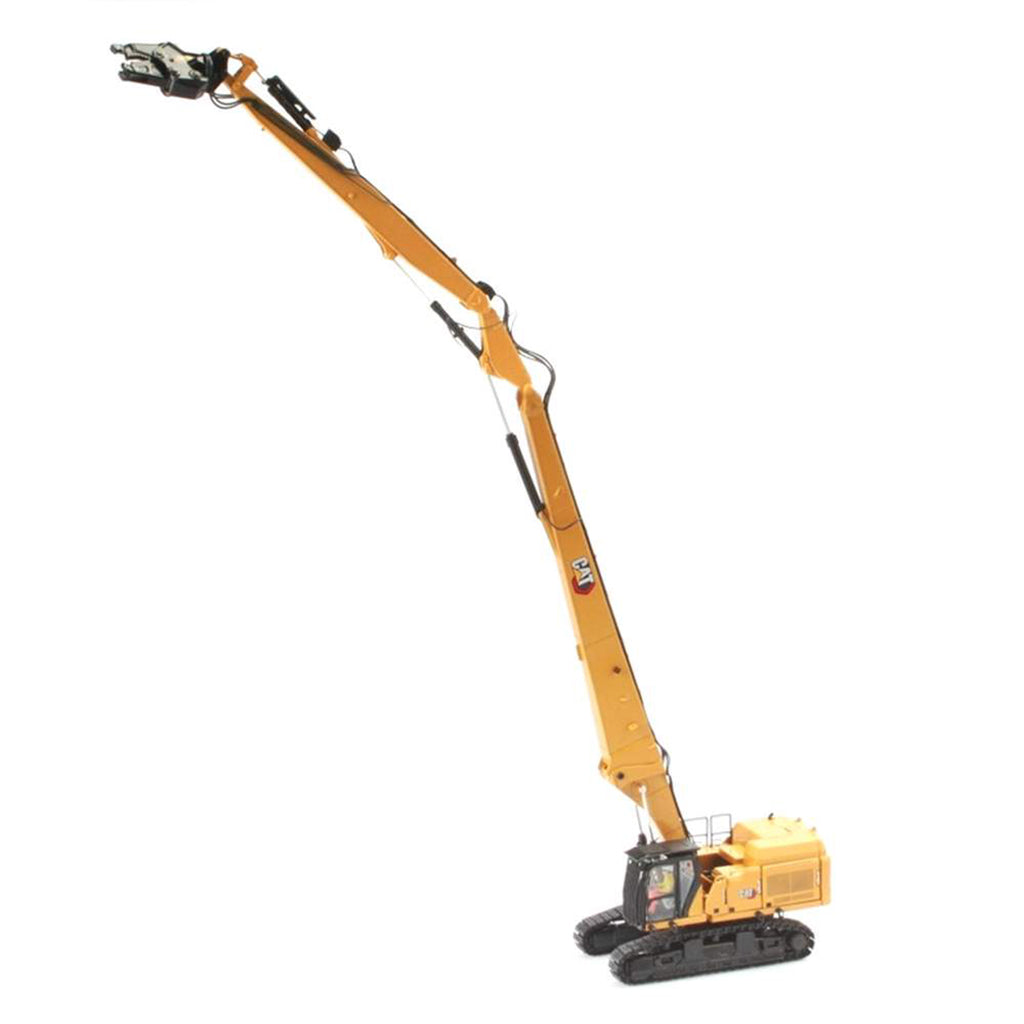 Model of a Caterpillar 352UHD Ultra High Demolition Hydraulic Excavator on a White Background