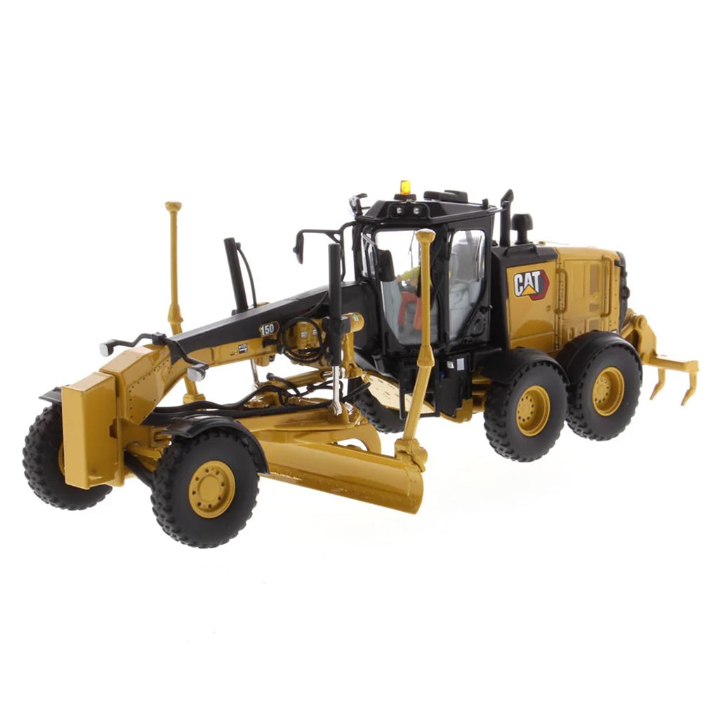 Model of a Caterpillar 150 Road Grader Construction Vehicle on a White Background