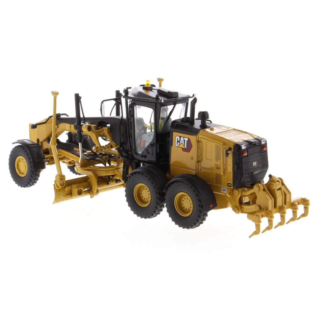 Model of a Caterpillar 150 Road Grader Construction Vehicle on a White Background