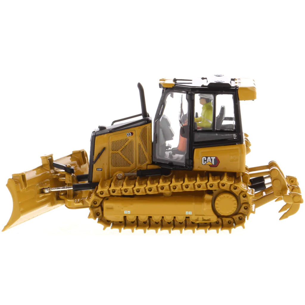 Model of a Caterpillar D3 bulldozer on a white background