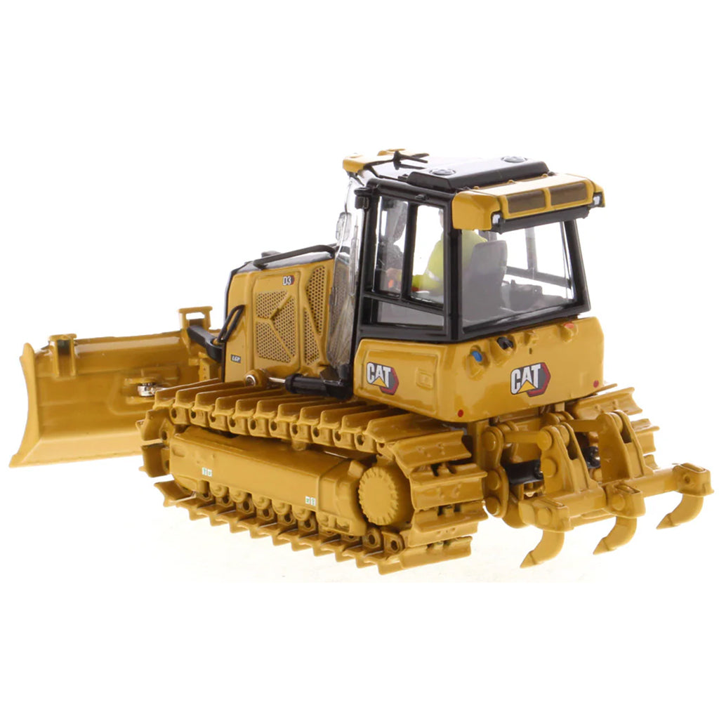 Model of a Caterpillar D3 bulldozer on a white background