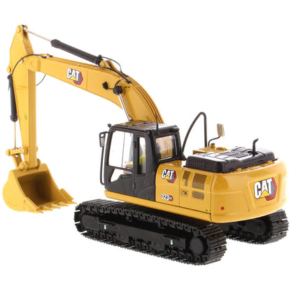 Model of a Caterpillar 323GX Hydraulic Excavator on a White Background