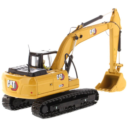 Model of a Caterpillar 323GX Hydraulic Excavator on a White Background