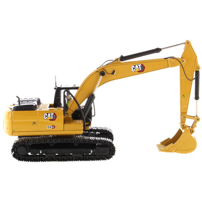 Model of a Caterpillar 323GX Hydraulic Excavator on a White Background