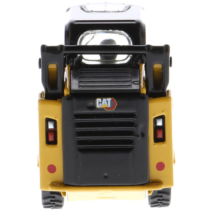 Model of a Yellow and Black Caterpillar 242D3 Skid Steer Loader on a White Background
