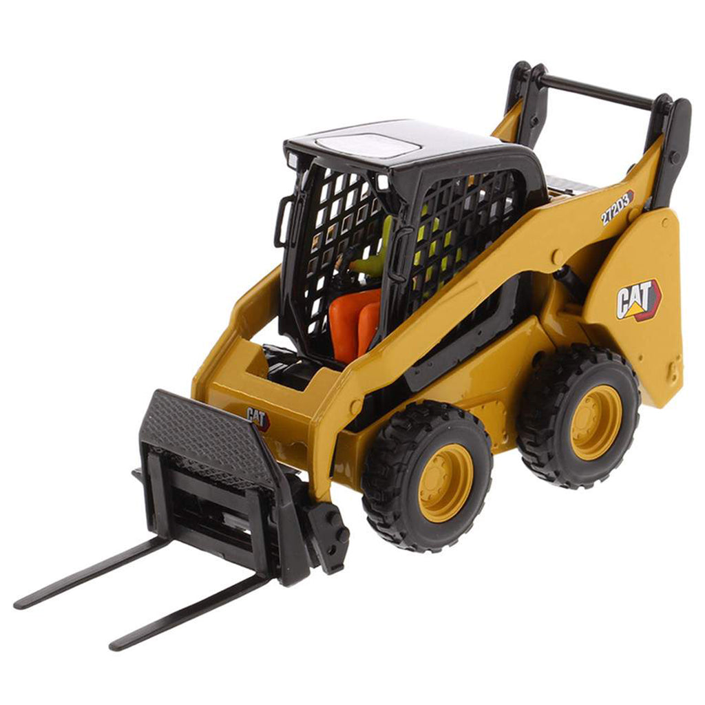 Model of a Caterpillar 272D3 Skid Steer Loader on a White Background
