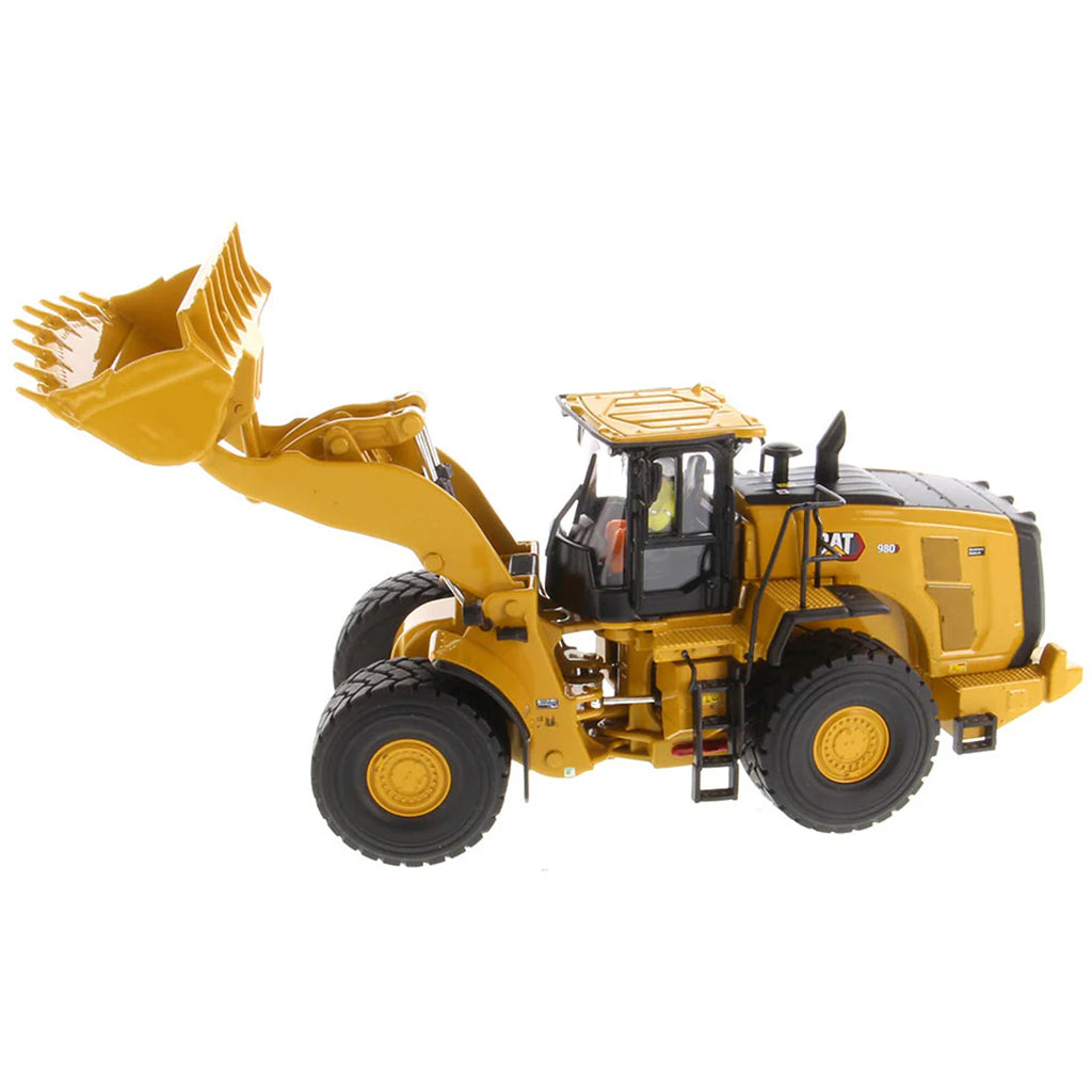 Model of a Yellow Caterpillar 980 Wheel Loader on a White Background