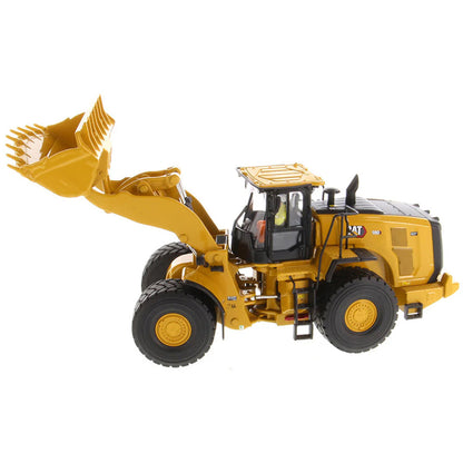 Model of a Yellow Caterpillar 980 Wheel Loader on a White Background