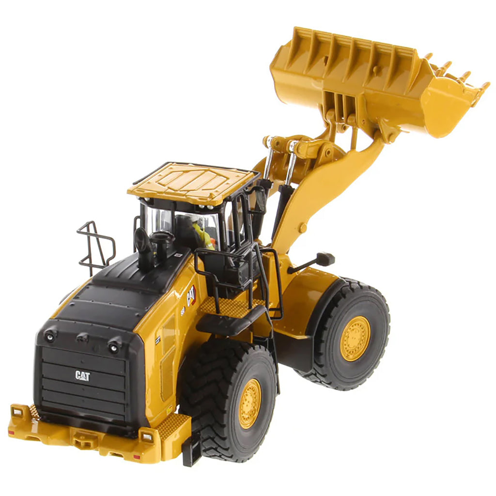 Model of a Yellow Caterpillar 980 Wheel Loader on a White Background
