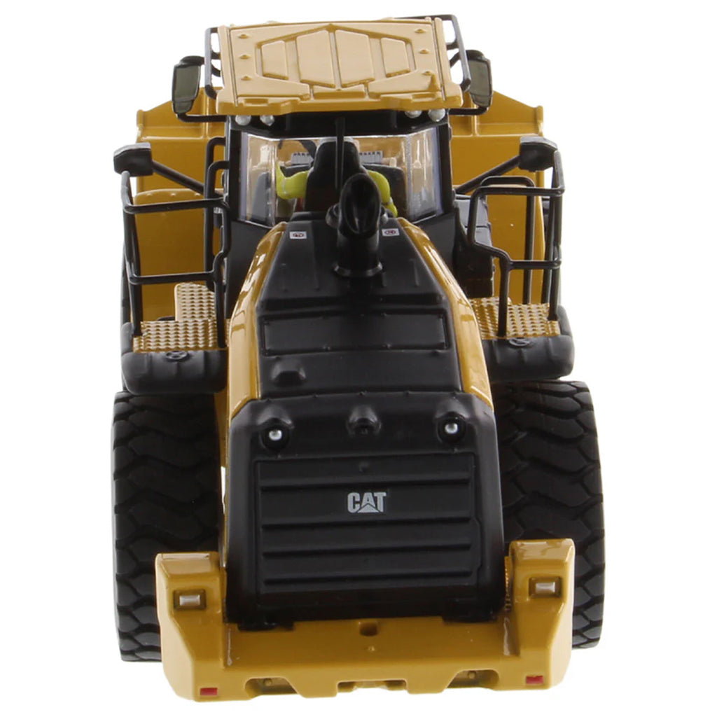 Model of a yellow Caterpillar 966 Wheel Loader construction vehicle on a white background