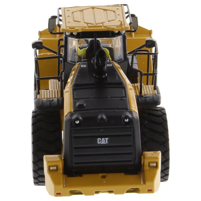 Model of a yellow Caterpillar 966 Wheel Loader construction vehicle on a white background